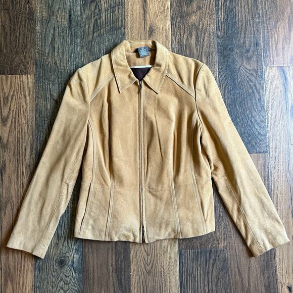 George Designs by Mark Eisen Genuine Leather Jacket Saddle Brown Women’s L 12/14 - Picture 1 of 15